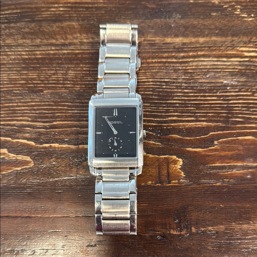 Fossil Silver Watch with Black Dial
